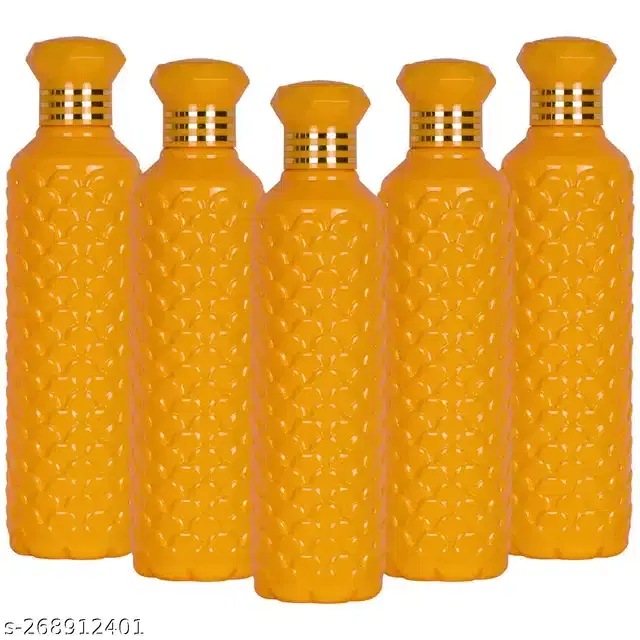 Plastic Water Bottles Set, Pack of 5, Yellow, 1000 ml
