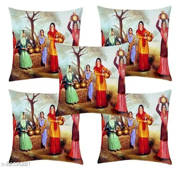 Cushion Cover for Home, Multicolor, 16x16 inches, Pack of 5