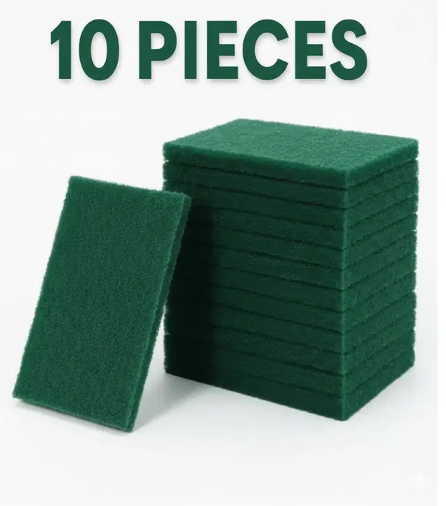 Nylon Scrub Pad, Green, Pack of 10