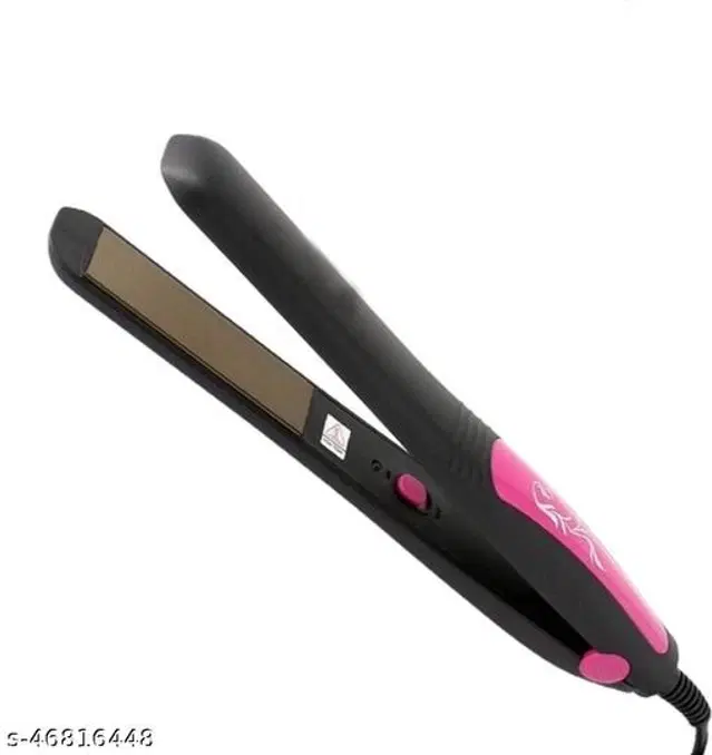 Kemei KM-329 Hair Straightener for Women, Black & Pink, 100 W