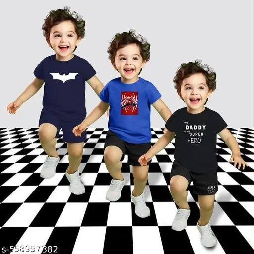 Cotton Blend Printed Clothing Set for Boys, Multicolour, Pack Of 3 (0-1 Months)