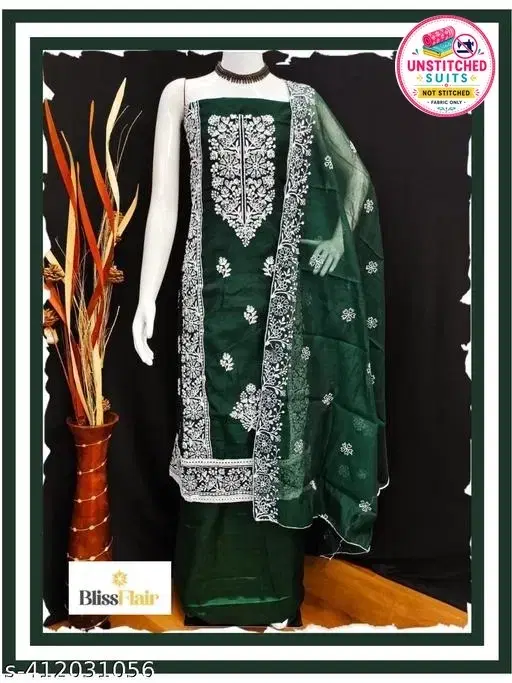 Modal Embroidered Punjabi Suit for Women (Green, Un Stitched)