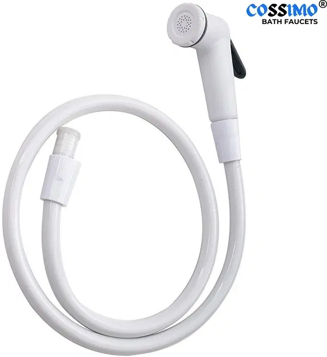 Blacky Health Faucet with 1.0 Meter Hose Pipe & Hook, White, Set of 1