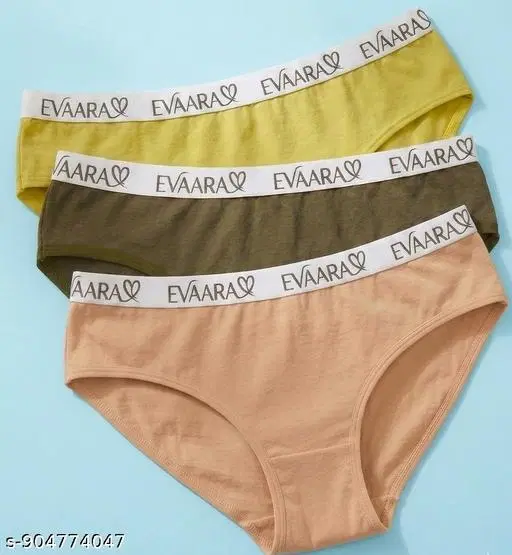 Evaara 100% Cotton Hipster Briefs for Women, Pack of 3 (Multicolor, XS)