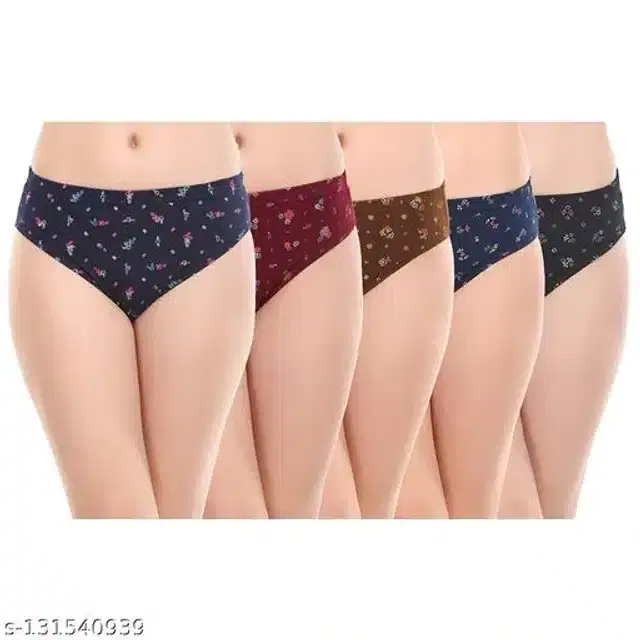 Cotton Briefs for Women, Pack of 5 (Multicolor, XXL)