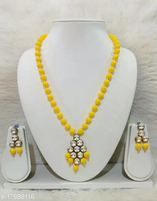 Beautiful Kundan Necklace Set for Women & Girls, Yellow