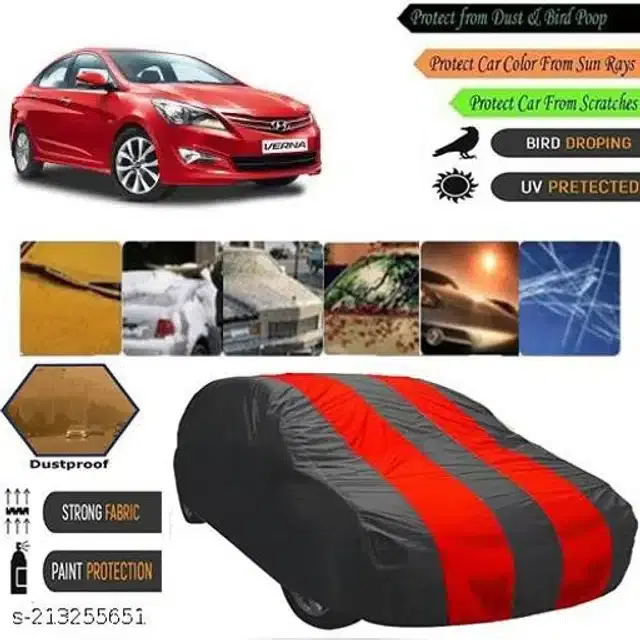 Taffeta Waterproof Car Cover for Hyundai Fluidic Verna 4S, Multicolor