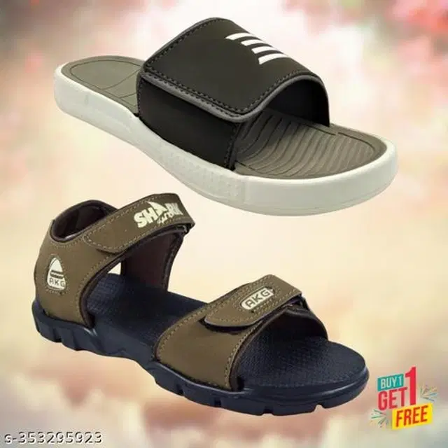 Sandal with Sliders for Men, Pack of 2 (Multicolor, 6)