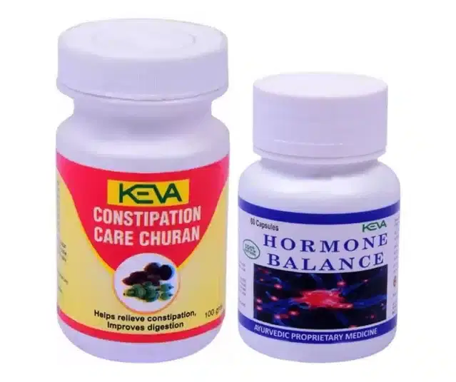 Keva Constipation Care Churan, 100 g with Hormone Health Capsules, White, Set of 2