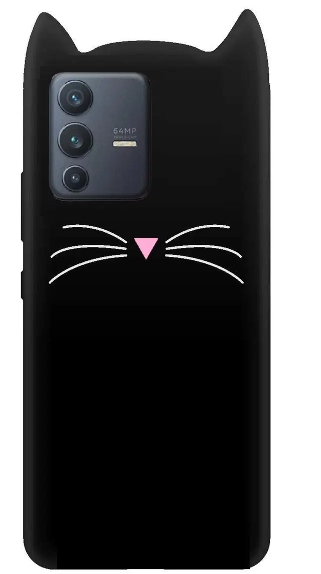 Silicone Mobile Back Cover for Vivo V2130 / Vivo_V23 5G (Black)