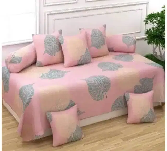 Cotton Printed Diwan Cover Set, Multicolor, Pack of 8