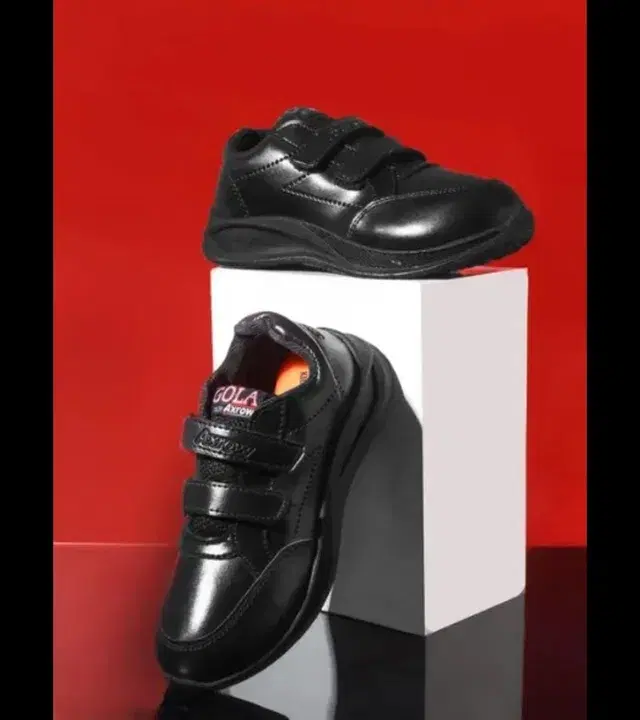 Syntethic Leather School Shoes for Kids (Black, 2)