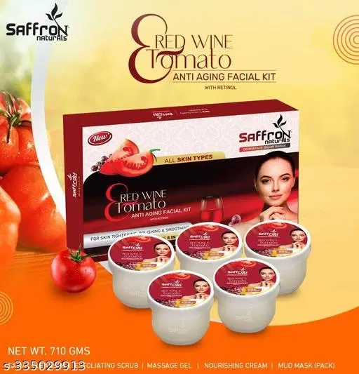 Saffron Red Wine & Tomato Facial Kit, 710 g
