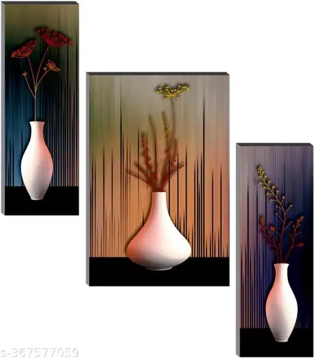 MDF Wooden UV Coated Digital Painitings, Multicolor, 12x18 inches, Pack of 3