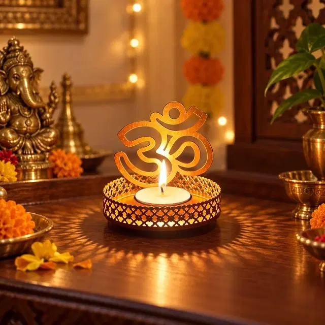 Metal Shadow Diya, 1 Pc, Decorative Light For Pooja, Home Temple, Festival & Diwali Decor