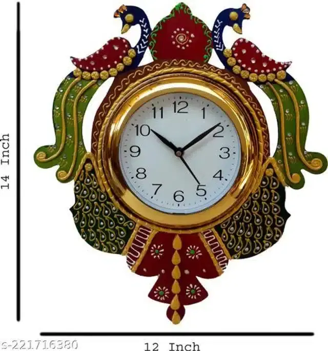 Analog Wall Clock, Multicolor, 14x12 inches