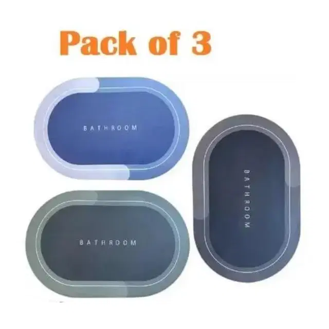 Rubber Anti Skid Bathroom Mat, Multicolor, 40x60 cm, Pack of 3