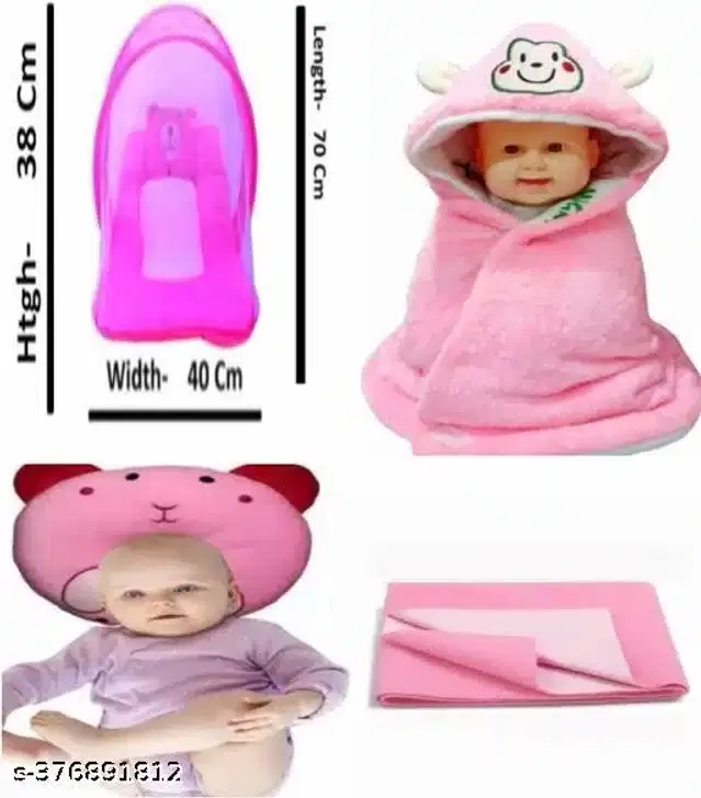 Combo of Baby Sleeping Set, Pink, Set of 4