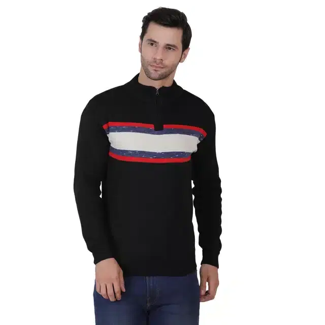 Men's Casual Sweater (Black, XL) (A-26)