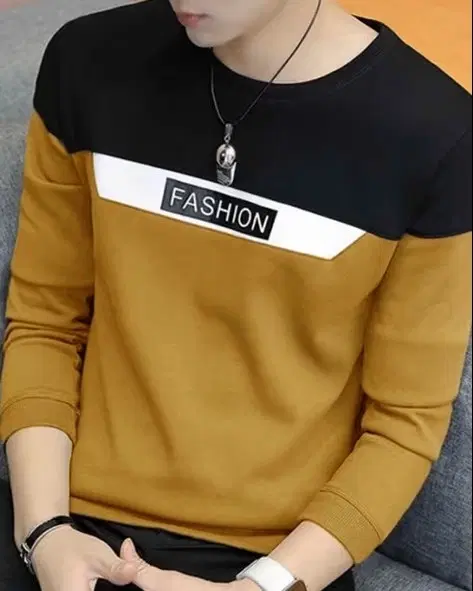 Full Sleeves T-Shirt for Men (Black & Mustard, XXL)