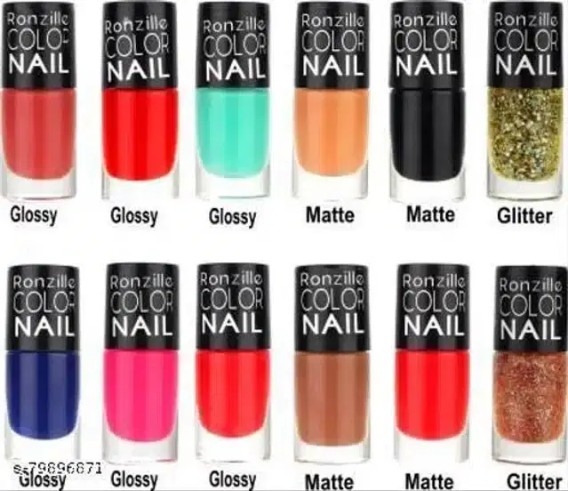 Ronzille Exclusive Nail Polish, Multicolor, 5.5 ml, Pack of 12