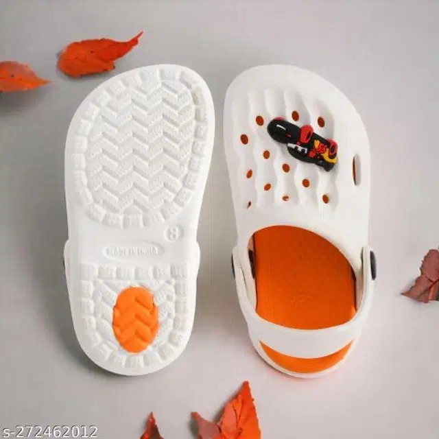 Clogs for Kids (White & Orange, 2-2.5 Years)