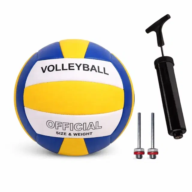 Official Size 4 Volleyball with Air Pump & Net, Yellow & Blue