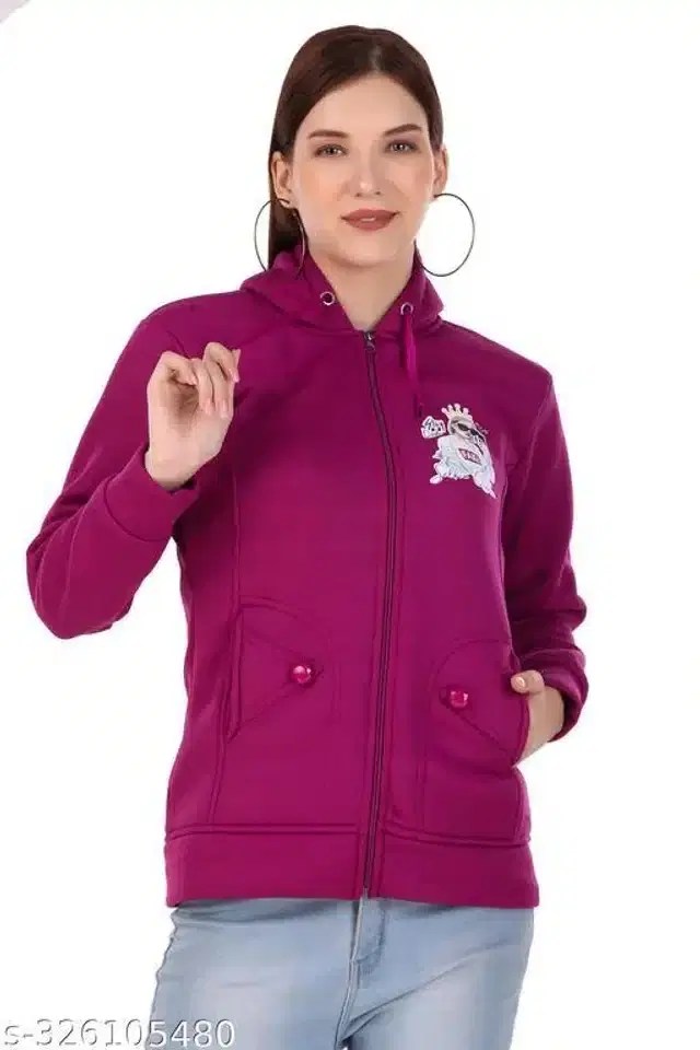 Polyester Sweater for Women (Purple, M)