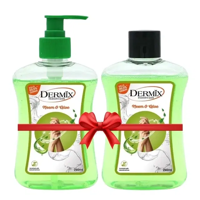 Dermix Hand Wash Neem & Aloe Vera (250 ml Pump + 250 ml Travel Pack)