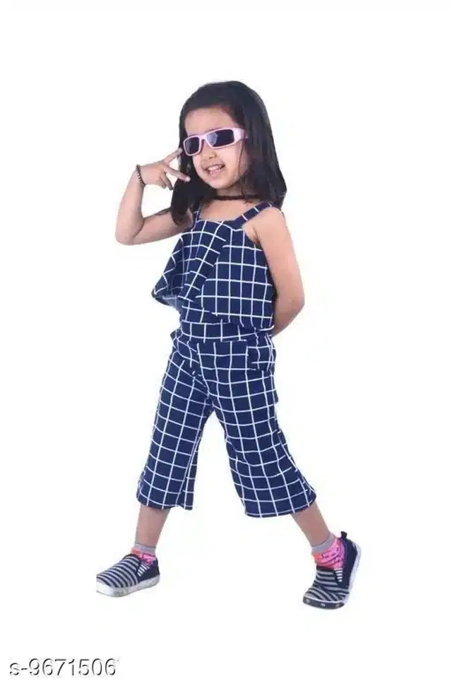 Jumpsuit for Girls (Navy Blue, 5-6 Years)