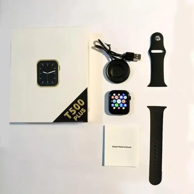 Rubber Strap T 500 Bluetooth Smartwatch for Men & Women, Black
