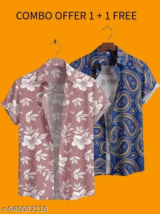 Casual Shirts for Men, Pack of 2 (Pink, S)
