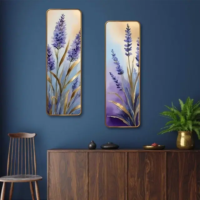 Kc Arts Uv Coated Lavender Flower Art Wall Hanging 6x18in Pack Of 2