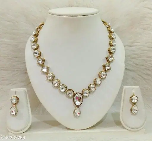 Beautiful Kundan Necklace for Women & Girls, White