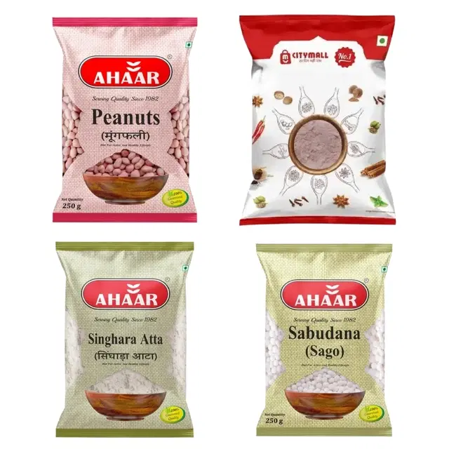 Ahaar Peanuts 250 g + Ahaar Sabudana 250 g + Ahaar Singhara Atta 250 g + Citymall No.1 Sendha Salt 200 g