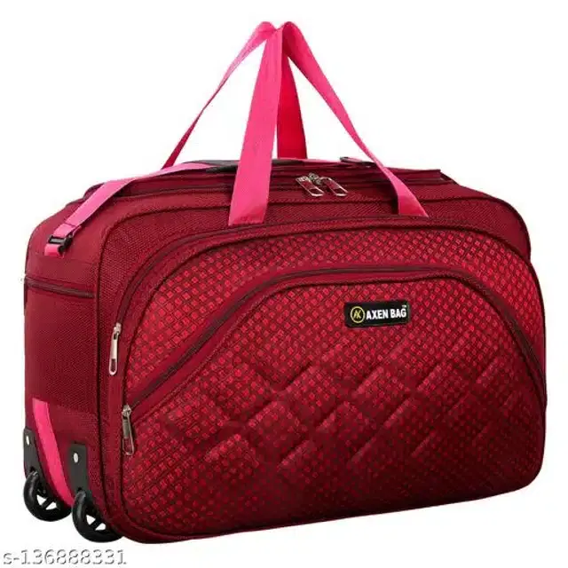 Polyester Trolley Duffel Bag for Men & Women, Maroon