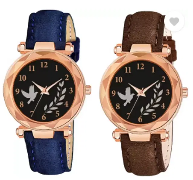 Analog Watch for Women & Girls, Pack of 2 (Multicolor)