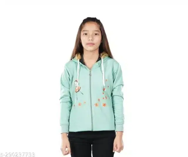 Full Sleeves Hoodies for Girls (Aqua Blue, 3-4 Years)