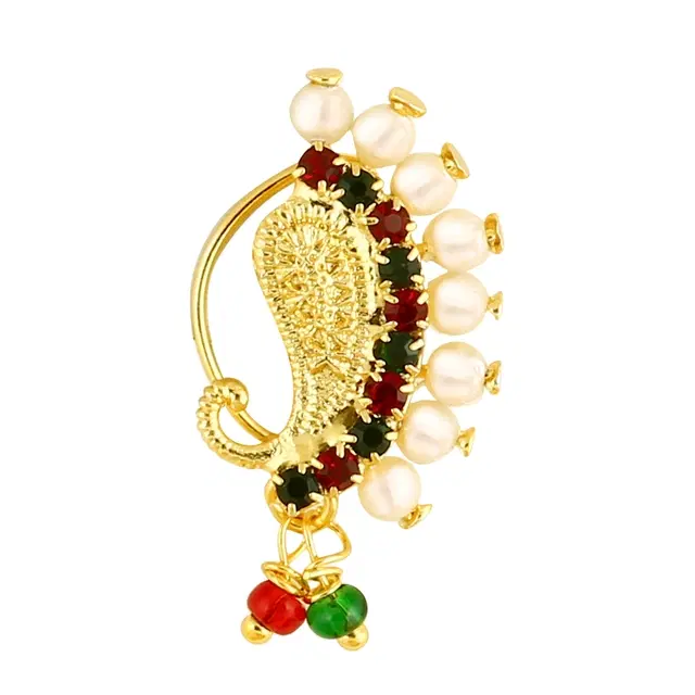 Gold Plated Designer Nosepin for Women (Multicolor)
