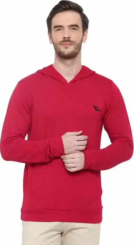 Glito Solid Hooded Full Sleeve With Front Zip Open & Side Pocket Sweat Shirt For Men (Grey, M)