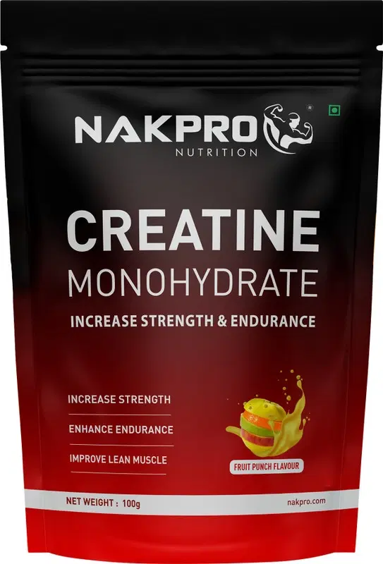 Nakpro Creatine Monohydrate Powder For Muscle Endurance & Recovery Creatine Creatine 100 g, Fruit Punch