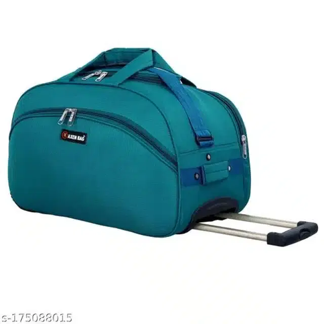 Polyester Trolley Duffel Bag for Men & Women, Teal