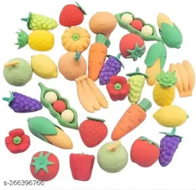Fruit Shape Erasers for Kids, Multicolor, Pack of 24