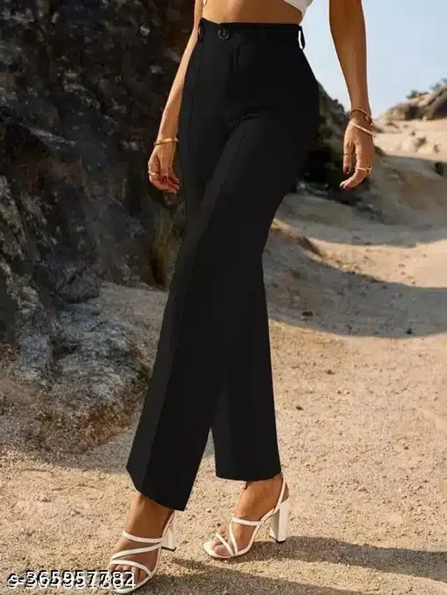 Cotton Blend Trouser for Women (Black, 28)
