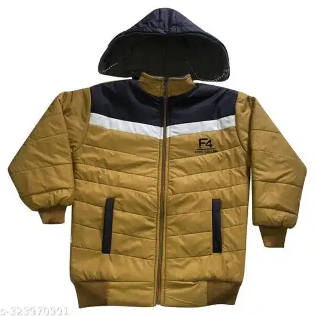 Nylon Full Sleeves Hooded Jacket for Girls (Navy Blue & Mustard, 0-6 Months)