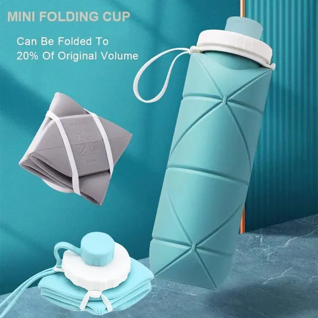 Silicone Travel Portable Water Bottle, Assorted, 600 ml