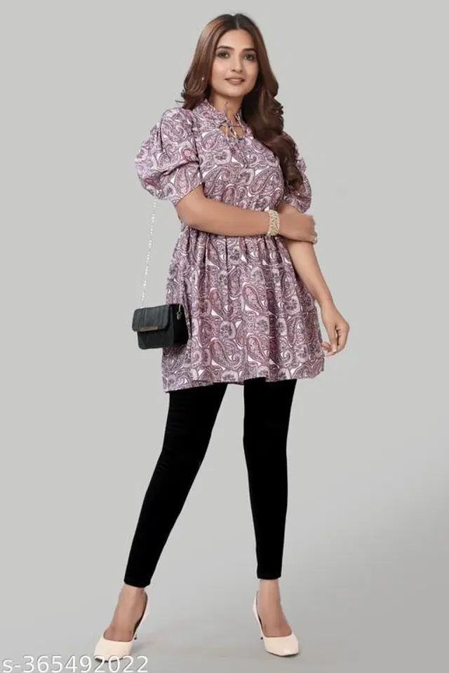 Half Sleeves Top for Women (Peach, S)