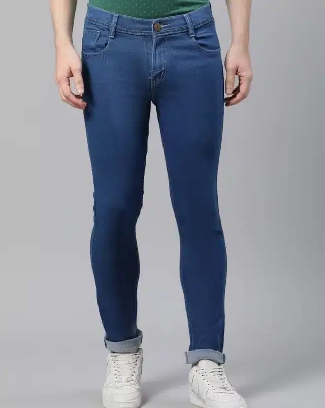 Denim Solid Jeans for Men (Blue, 28)