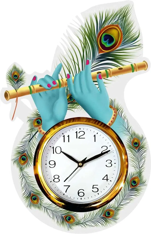 Khatu Crafts WHITE MORPANKH Analog Wall Clock, Wooden, 41x26x17.5 CM