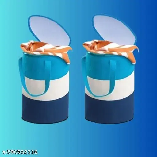 Nylon Laundry Basket, Black ,  (Pack Of 2)